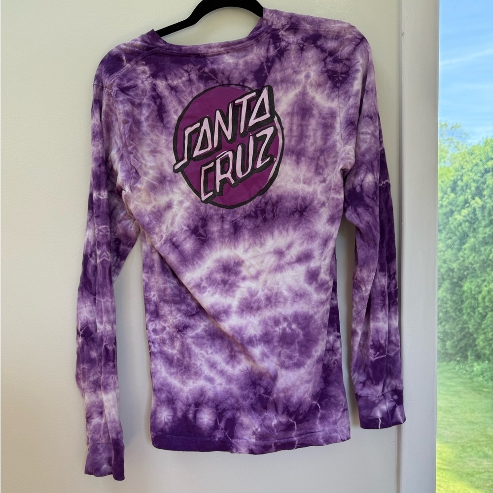 Santa Cruz Skateboards Women’s Purple Tie Dye Logo Long Sleeve Size Small - Picture 4 of 4